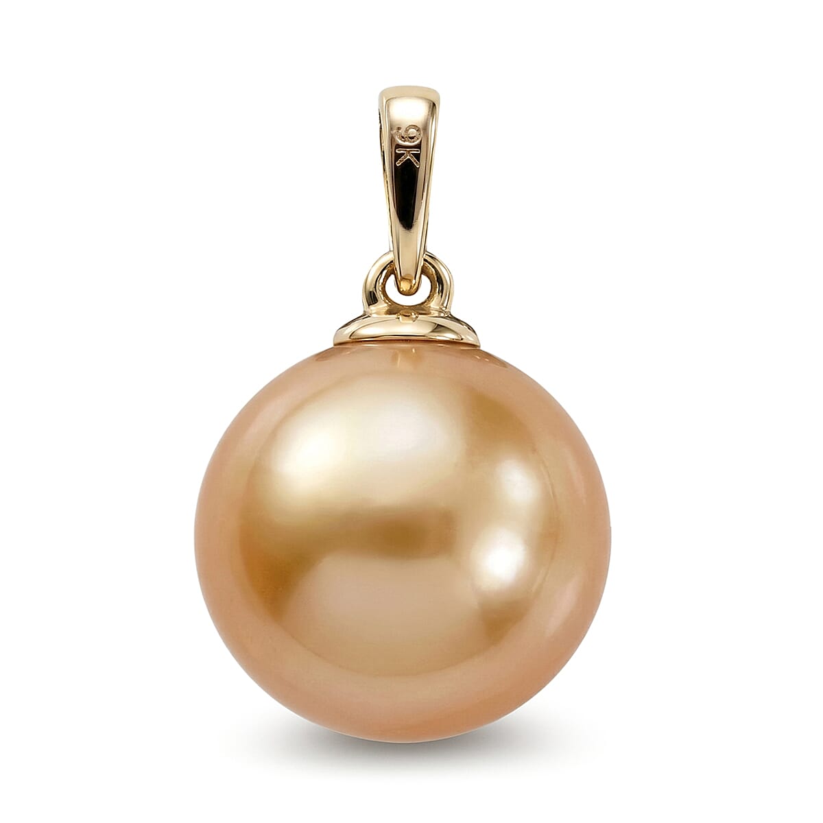 9K Yellow Gold Golden South Sea Pearl Pendant 9.05 Ct.