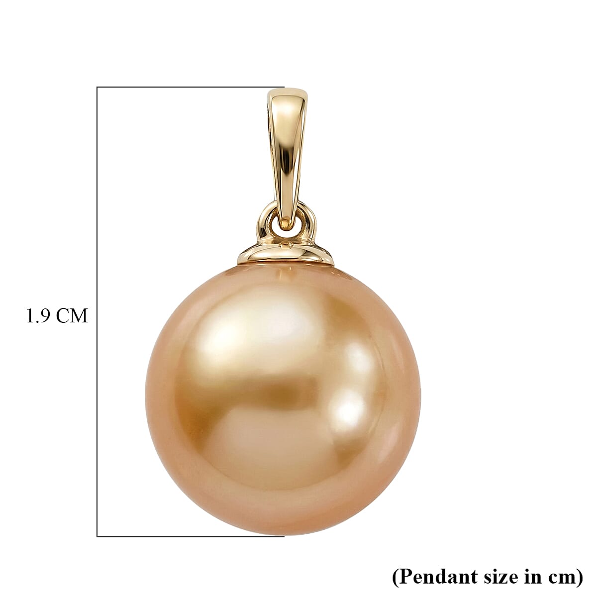 9K Yellow Gold Golden South Sea Pearl Pendant 9.05 Ct.