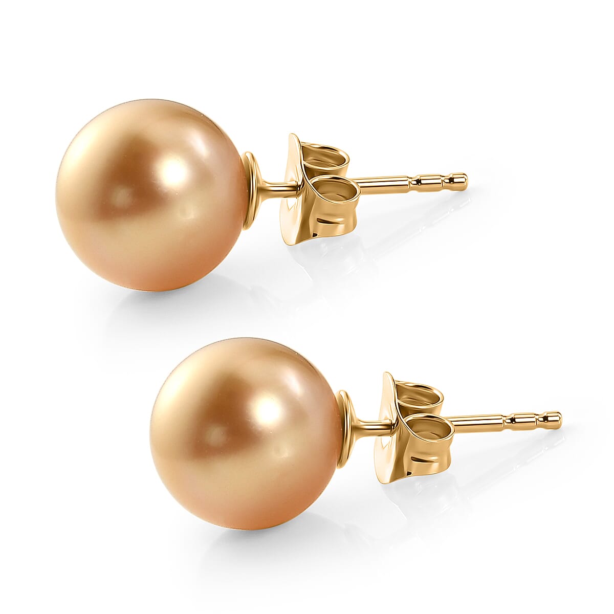 9K Yellow Gold AAA Golden South Sea Pearl Earring with Push Post 13.92 Ct.