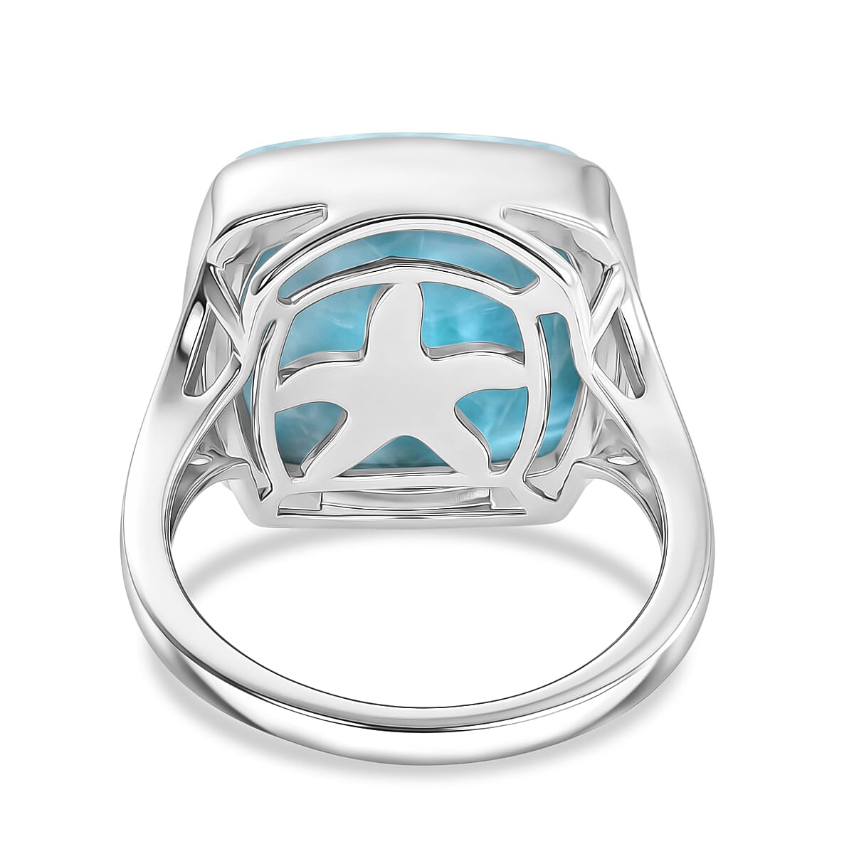 D'Joy - Larimar Solitaire Ring in Rhodium Overlay Sterling Silver  13.60 Ct.