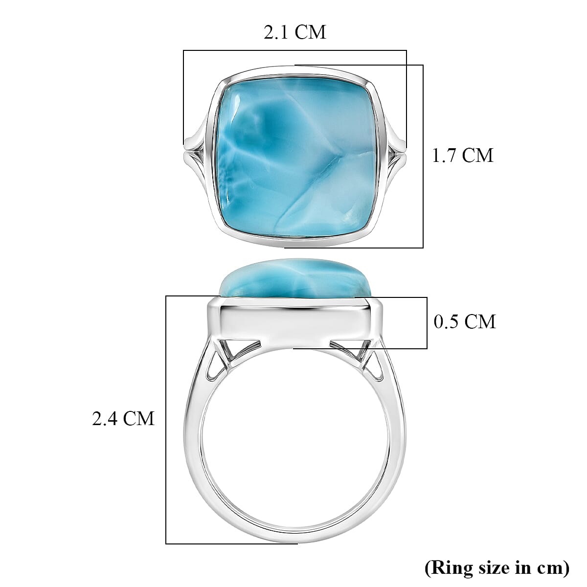 D'Joy - Larimar Solitaire Ring in Rhodium Overlay Sterling Silver  13.60 Ct.