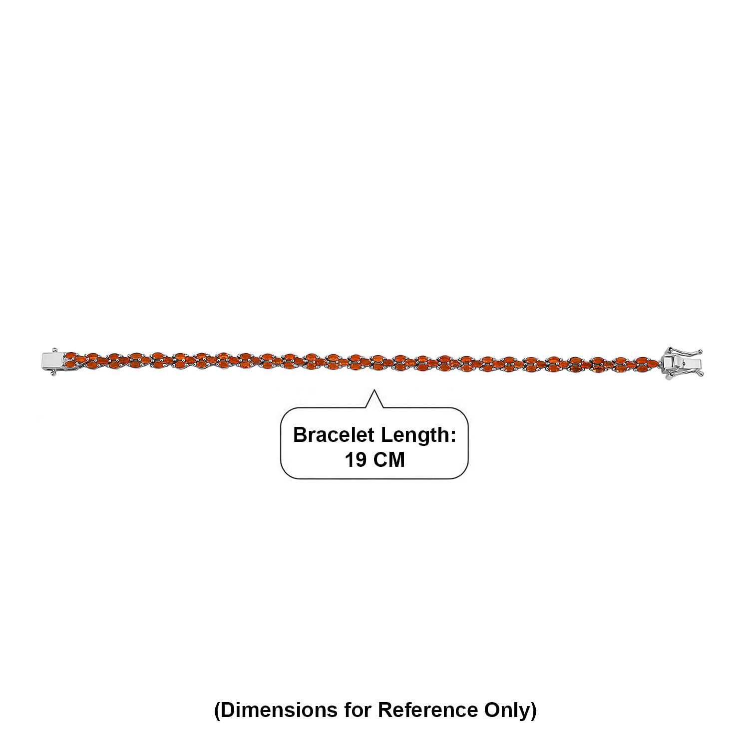 D'Joy - Fire Opal Tennis Bracelet (Size - 7.5) with GB Lock Box in Rhodium Overlay Sterling Silver 4.37 Ct.