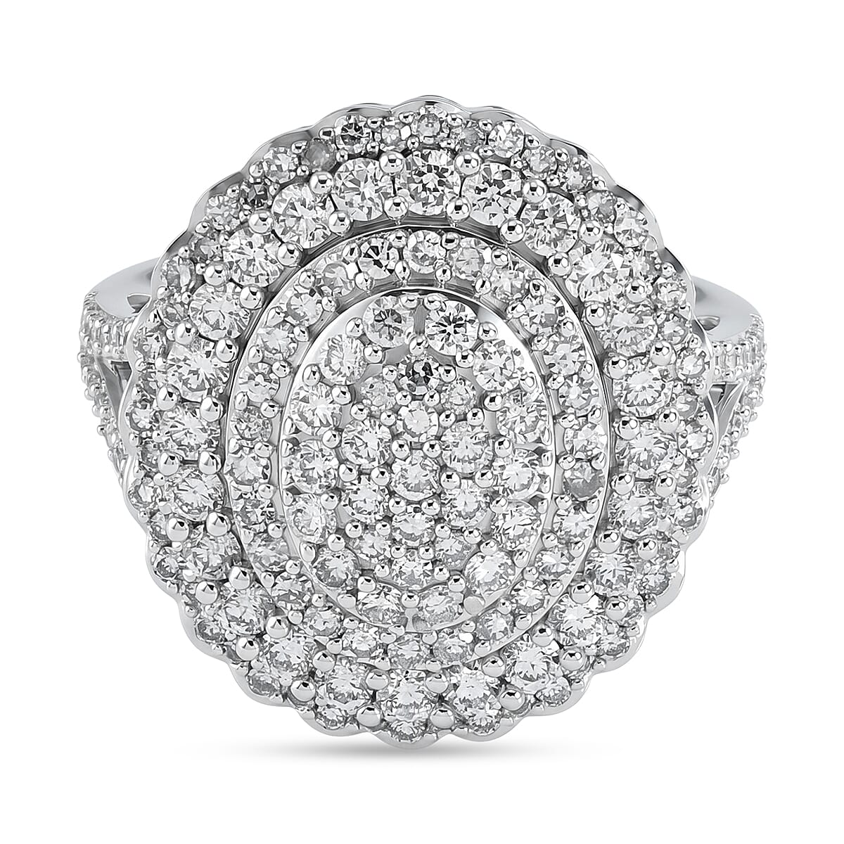 Luxuriant - Lab Grown Diamond (SI-G-H) Cluster Ring in Rhodium Overlay Sterling Silver 2.00 Ct.