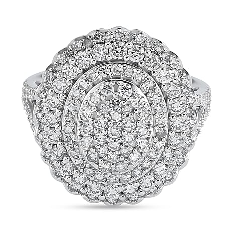 Luxuriant - Lab Grown Diamond (SI-G-H) Cluster Ring in Rhodium Overlay Sterling Silver 2.00 Ct.