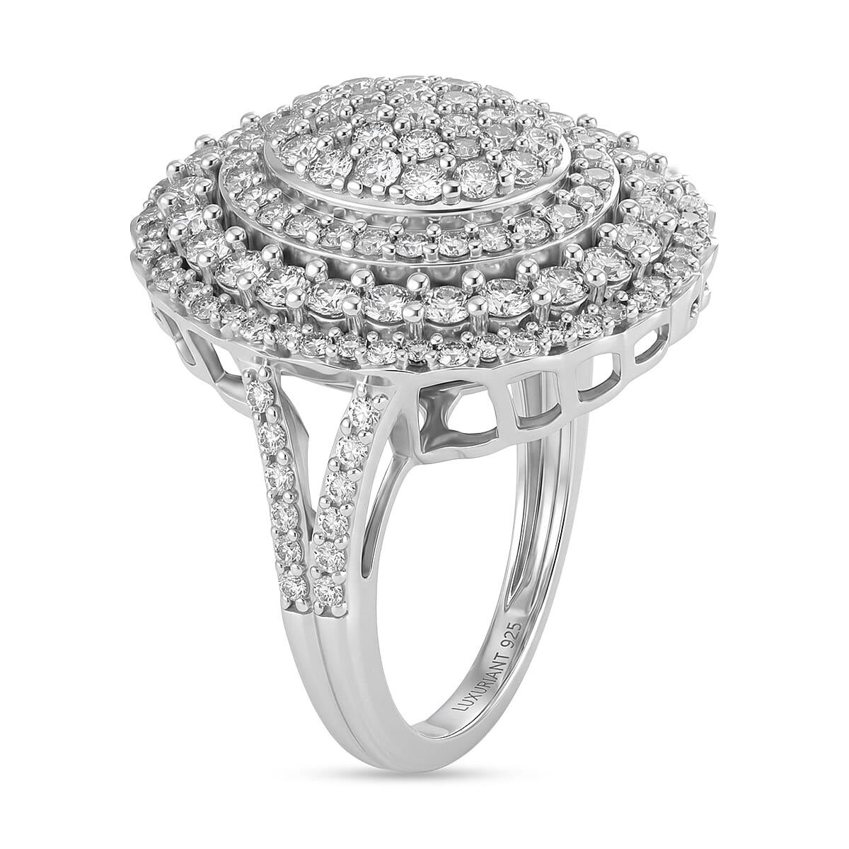 Luxuriant - Lab Grown Diamond (SI-G-H) Cluster Ring in Rhodium Overlay Sterling Silver 2.00 Ct.