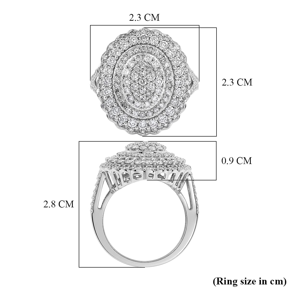 Luxuriant - Lab Grown Diamond (SI-G-H) Cluster Ring in Rhodium Overlay Sterling Silver 2.00 Ct.