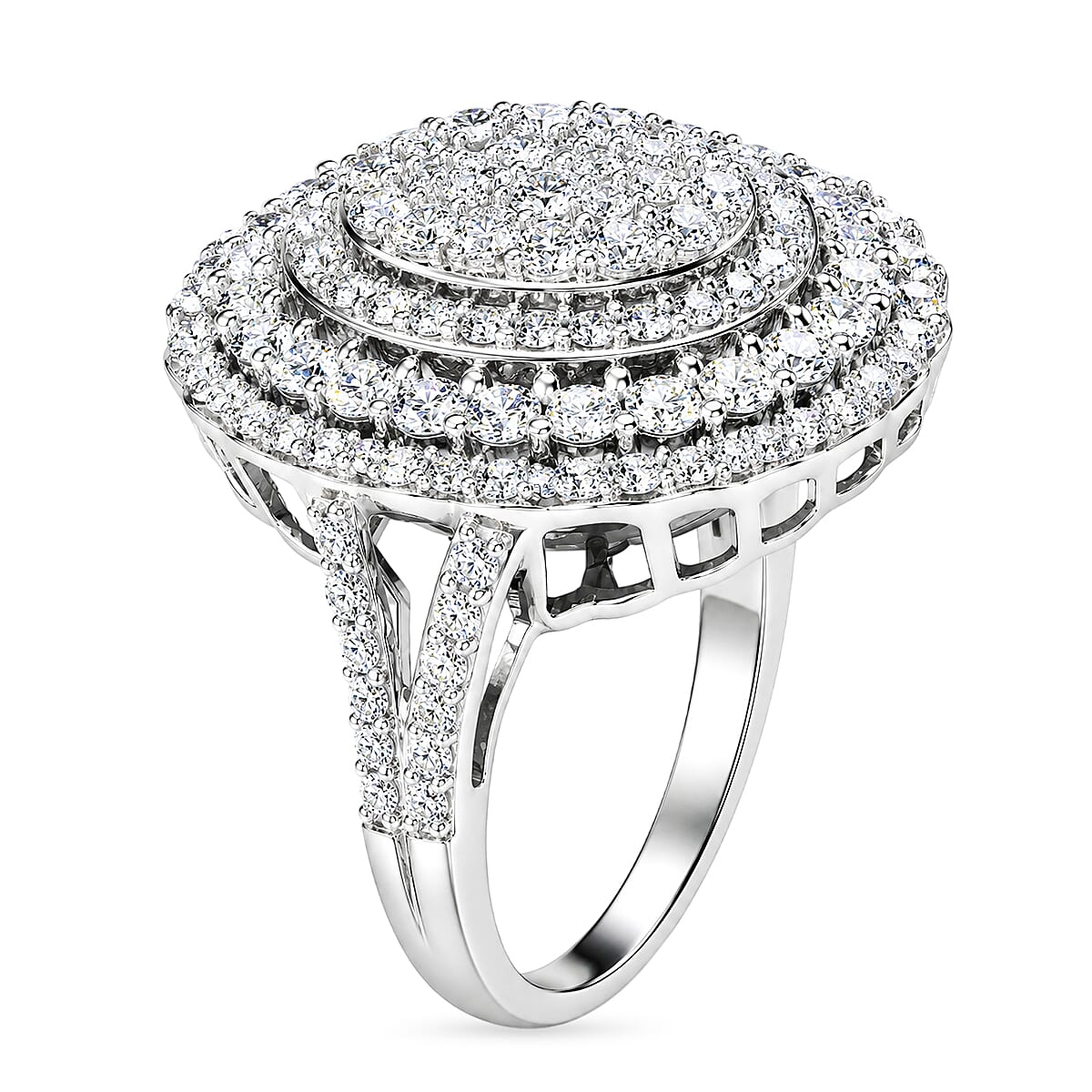 Luxuriant - Lab Grown Diamond (SI-G-H) Cluster Ring in Rhodium Overlay Sterling Silver 1.93 Ct.