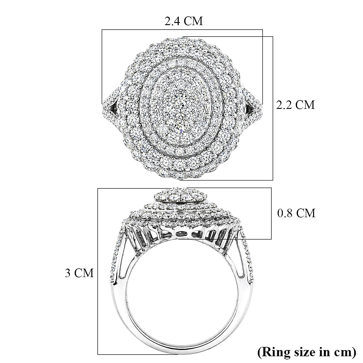 Luxuriant - Lab Grown Diamond (SI-G-H) Cluster Ring in Rhodium Overlay Sterling Silver 1.93 Ct.
