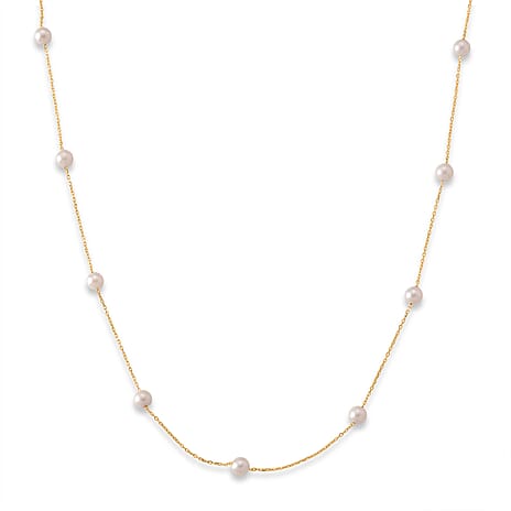 Tucson Buy 2026- AAA High Lustre Japanese Akoya Pearl (Size 18 Inch- 2 Inch Extender) Necklace in Gold Overlay Sterling Silver