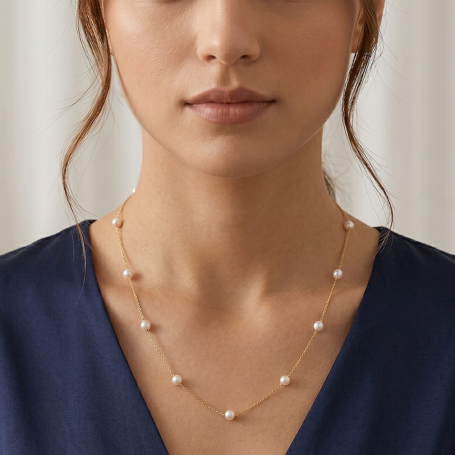Tucson Buy 2026- AAA High Lustre Japanese Akoya Pearl (Size 18 Inch- 2 Inch Extender) Necklace in Gold Overlay Sterling Silver
