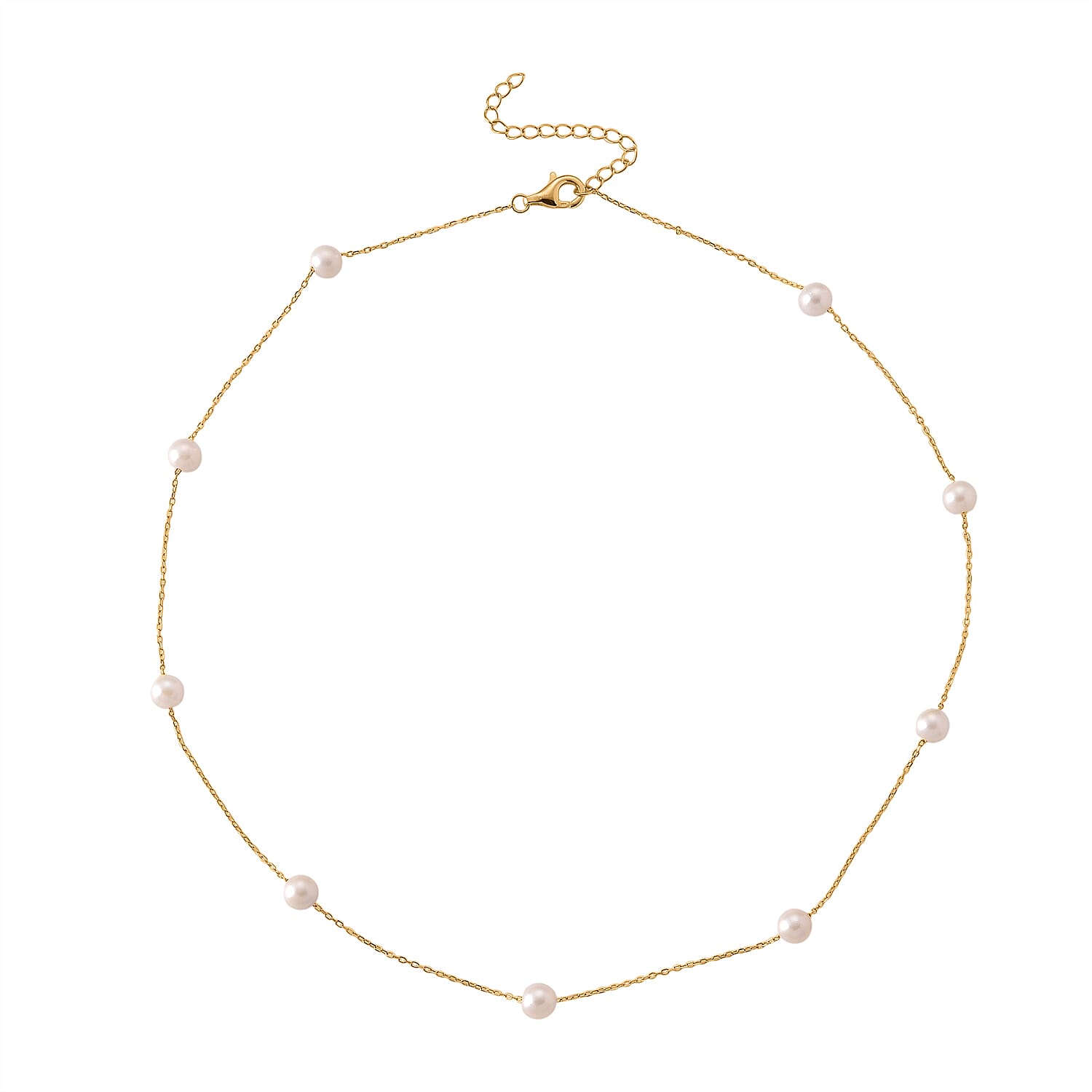 Tucson Buy 2026- AAA High Lustre Japanese Akoya Pearl (Size 18 Inch- 2 Inch Extender) Necklace in Gold Overlay Sterling Silver