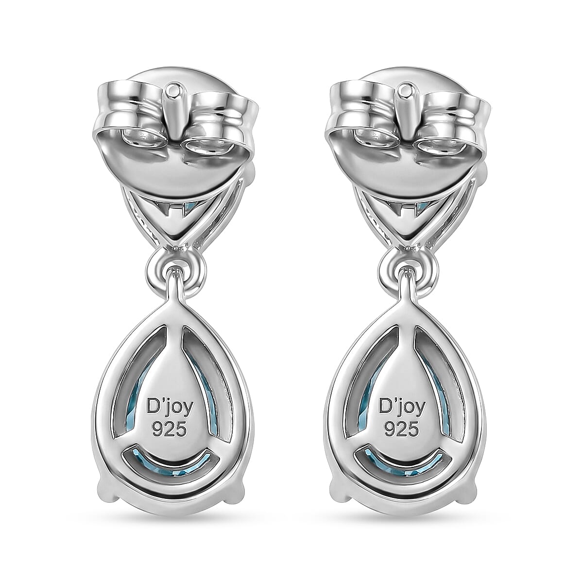 D'Joy - Larimar & Skyblue Topaz Dangling Earring with Push Post in Platinum Overlay Sterling Silver 2.78 Ct.