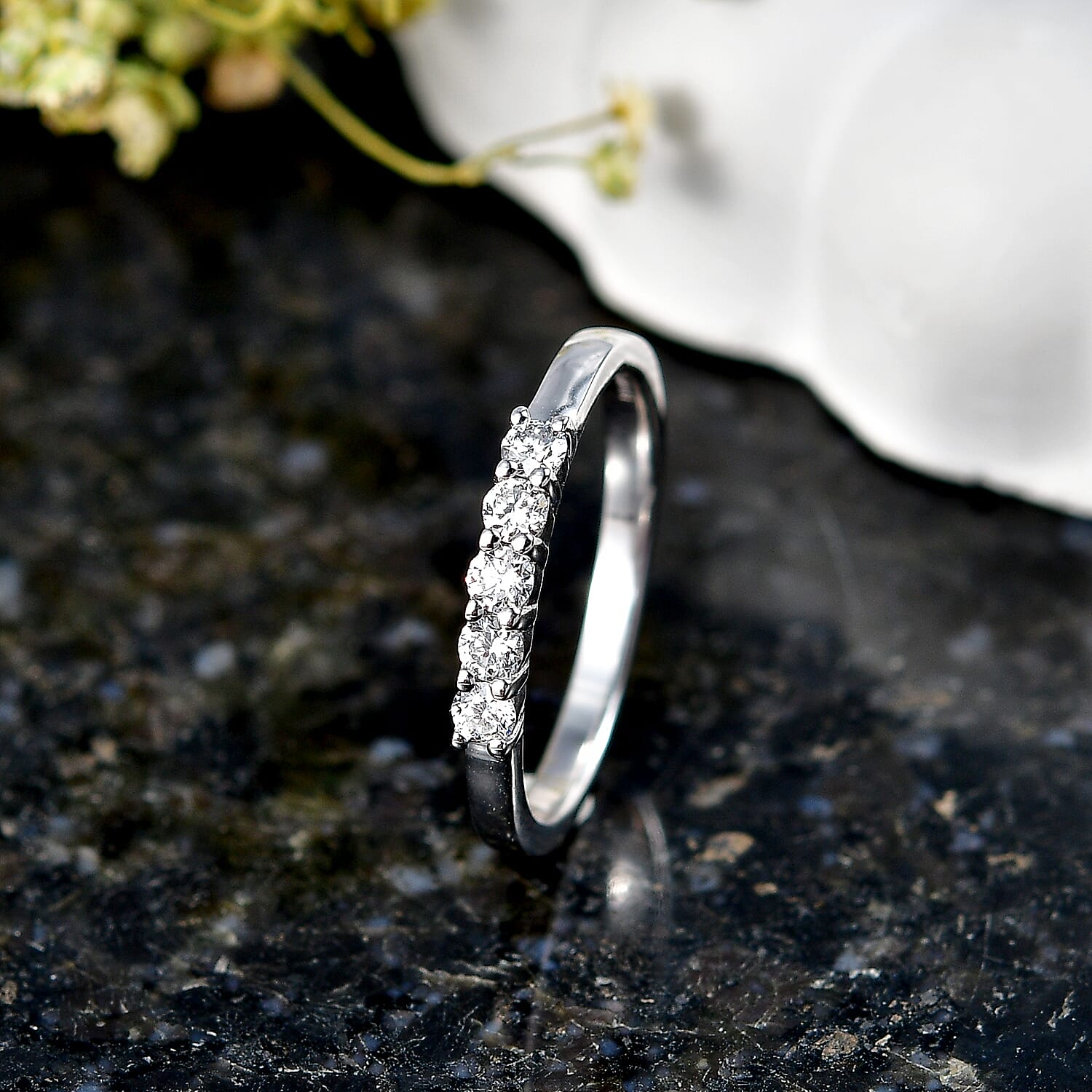 Luxuriant - Lab Grown Diamond (SI-G-H) Band Ring in Platinum Overlay Sterling Silver 0.27 Ct.