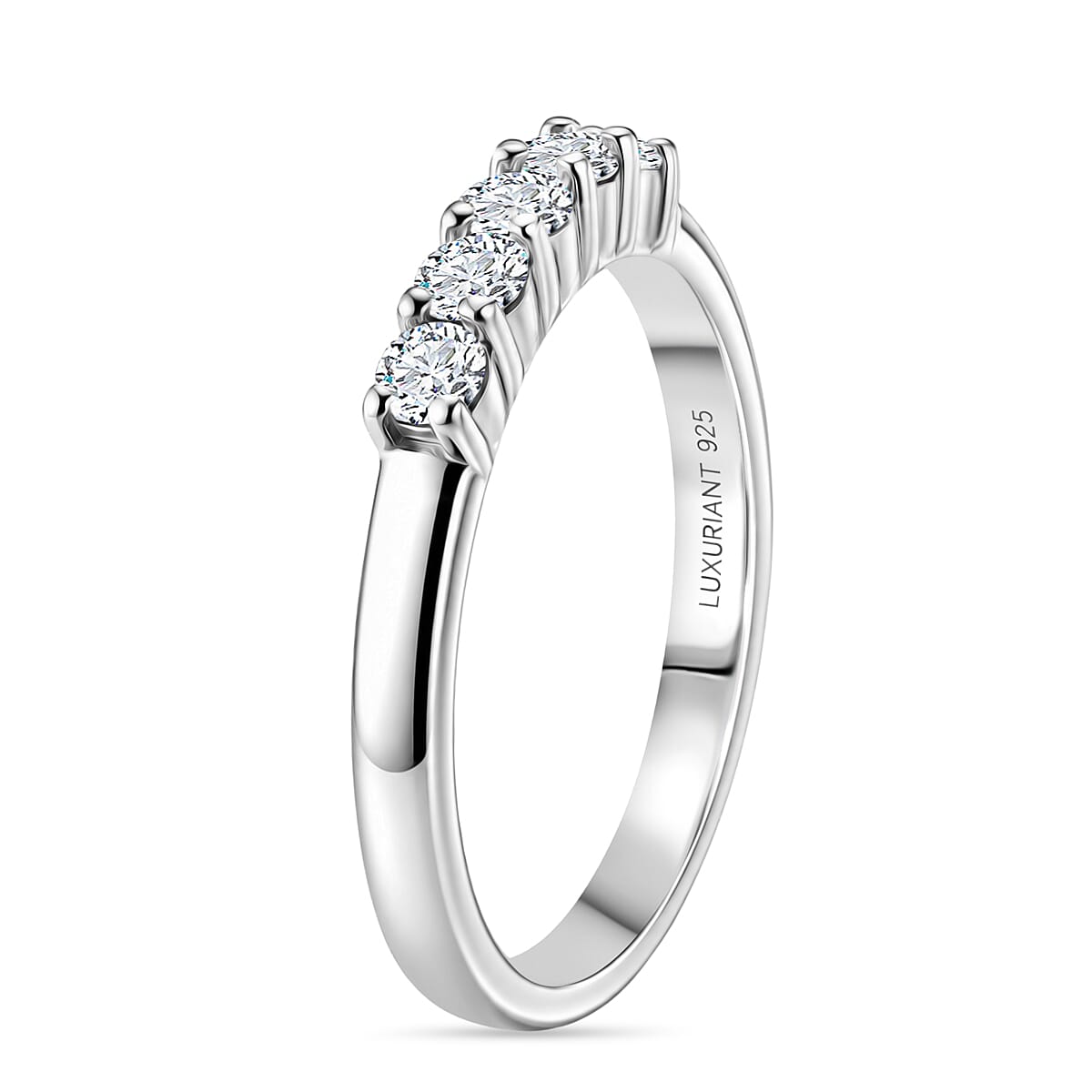 Luxuriant - Lab Grown Diamond (SI-G-H) Band Ring in Platinum Overlay Sterling Silver 0.27 Ct.