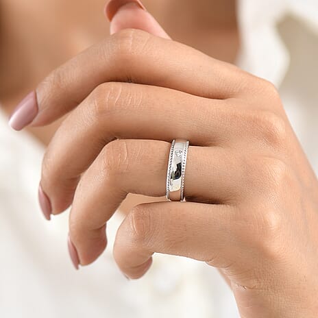 Luxuriant - Lab Grown Diamond (SI-G-H) Solitaire Band Ring in Platinum Overlay Sterling Silver