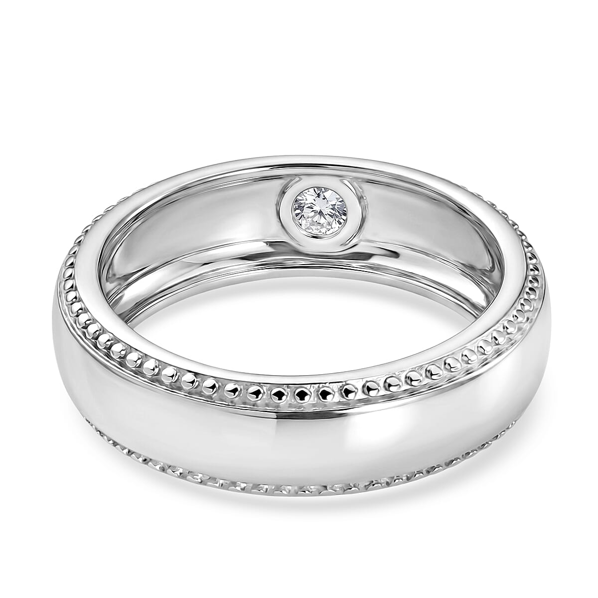 Luxuriant - Lab Grown Diamond (SI-G-H) Solitaire Band Ring in Platinum Overlay Sterling Silver