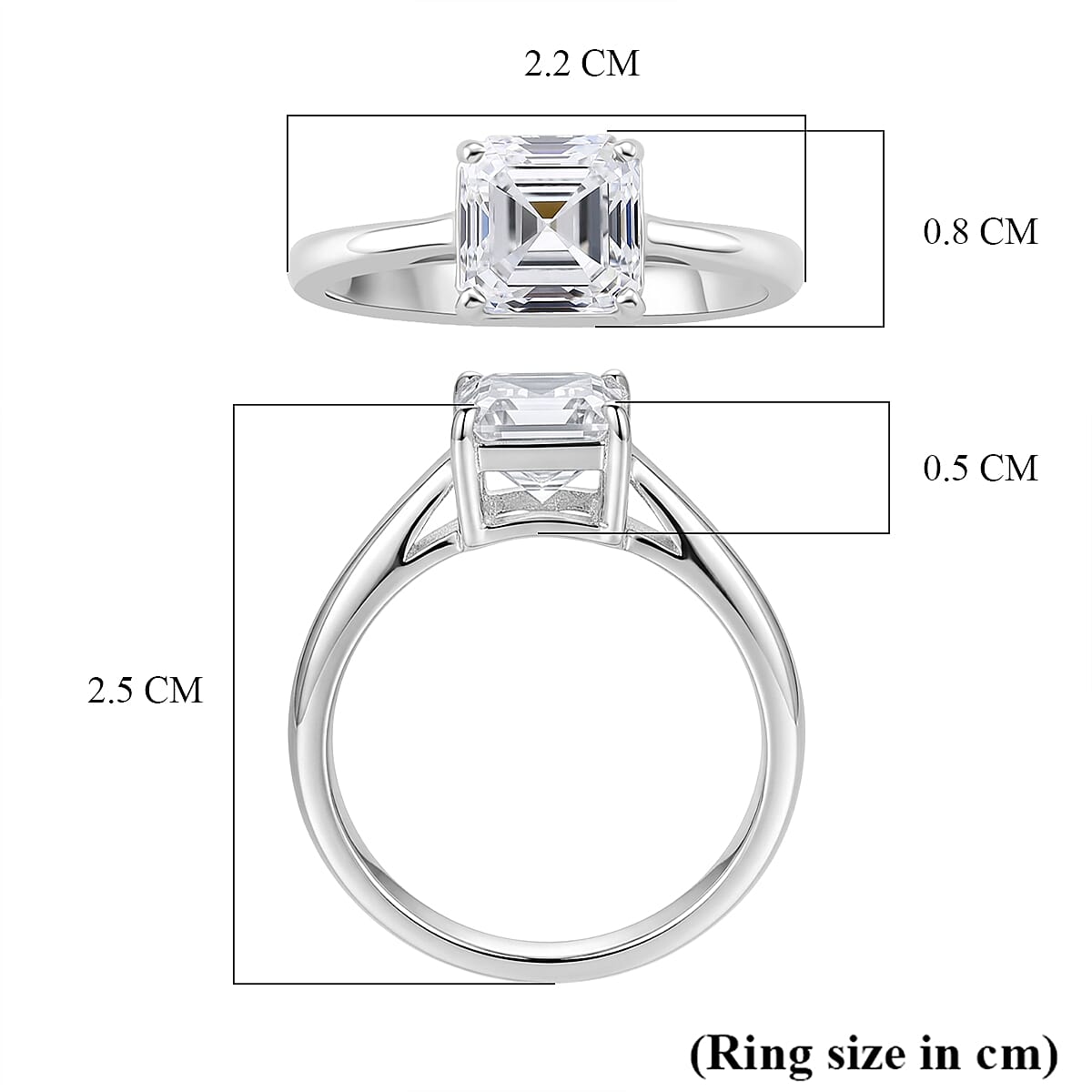 D'Joy - GRA Certified Moissanite Solitaire Ring in Rhodium Overlay Sterling Silver 2.00 Ct.