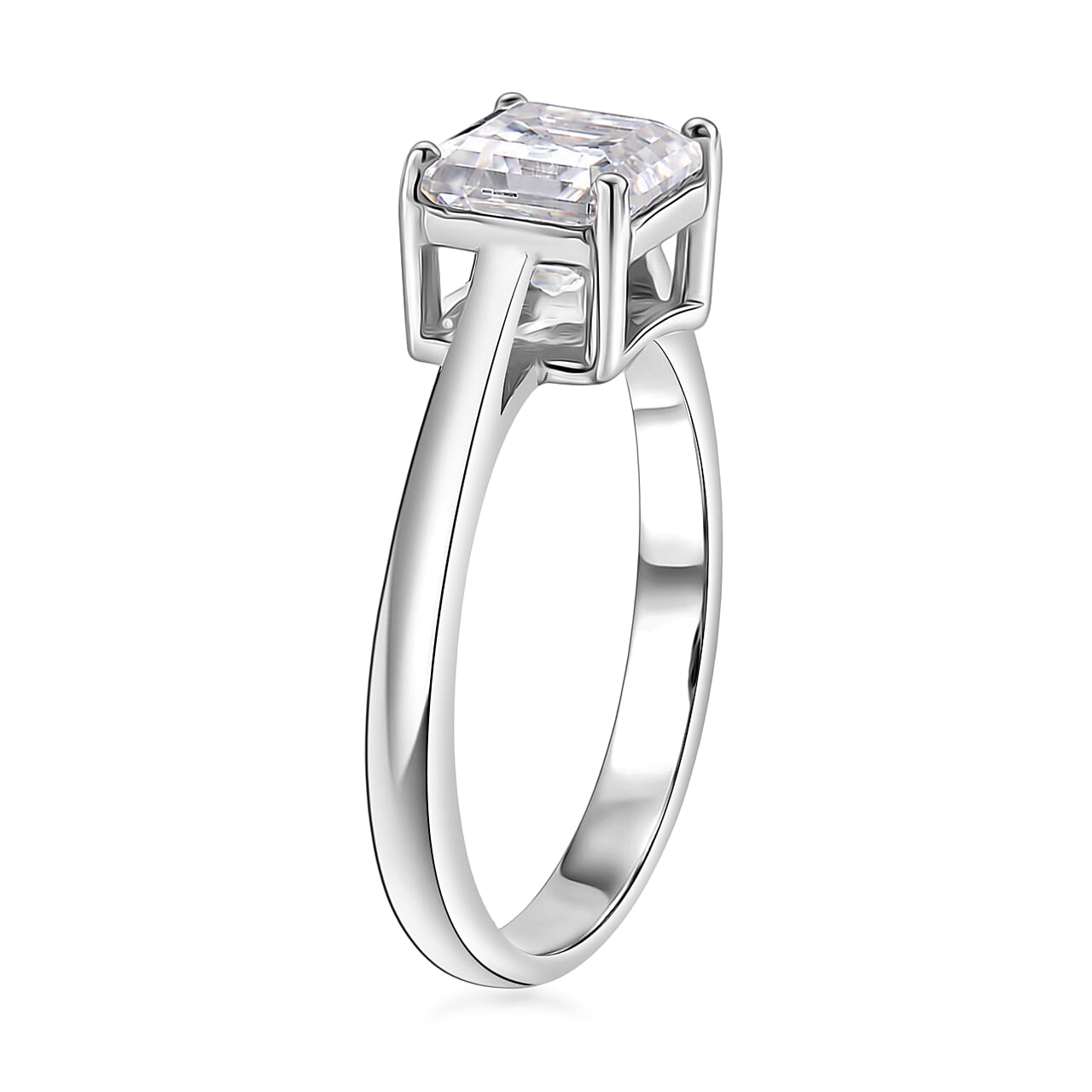 D'Joy - GRA Certified Moissanite Solitaire Ring in Rhodium Overlay Sterling Silver 2.00 Ct.