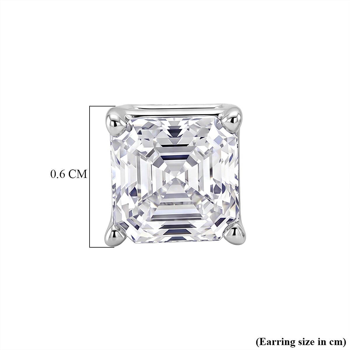 D'Joy - GRA Certified Moissanite Solitaire Stud Push Post Earring in Rhodium Overlay Sterling Silver 2.00 Ct.