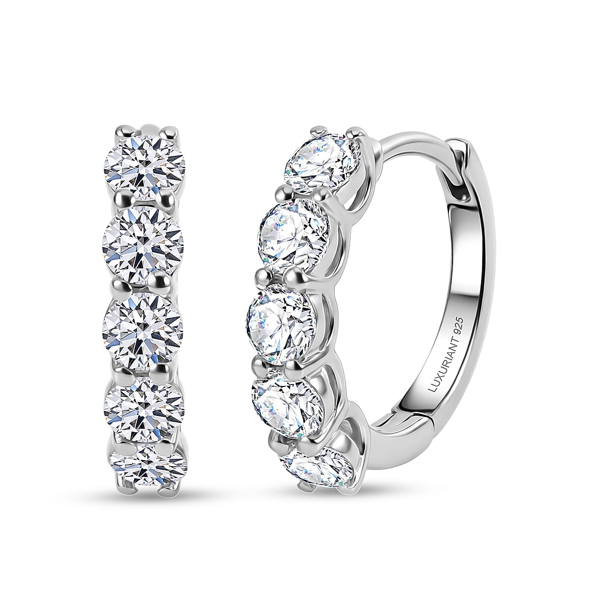 Luxuriant - Lab Grown Diamond (SI-G-H) Hoop Earring in Rhodium Overlay Sterling Silver 1.90 Ct.