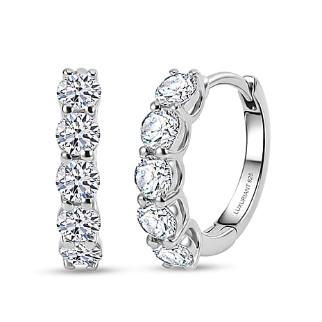 Luxuriant - Lab Grown Diamond (SI-G-H) Hoop Earring in Rhodium Overlay Sterling Silver 1.90 Ct.