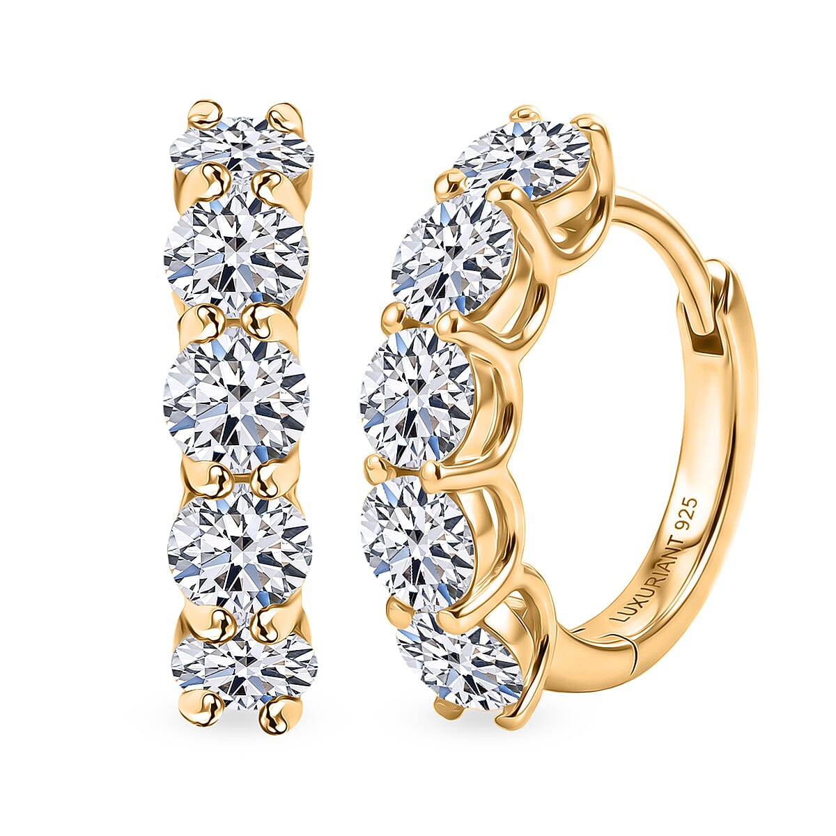 Luxuriant - Lab Grown Diamond (SI-G-H) Hoop Earring in 18K Vermeil Yellow Gold Plated Sterling Silver 3.25 Ct.