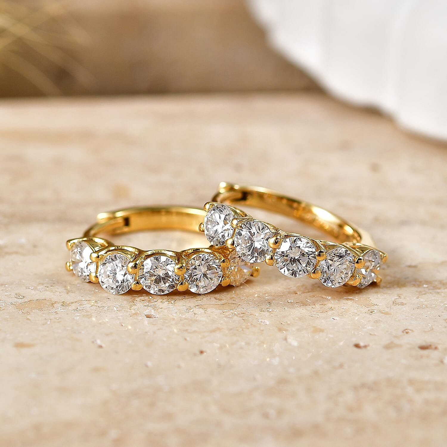 Luxuriant - Lab Grown Diamond (SI-G-H) Hoop Earring in 18K Vermeil Yellow Gold Plated Sterling Silver 3.25 Ct.