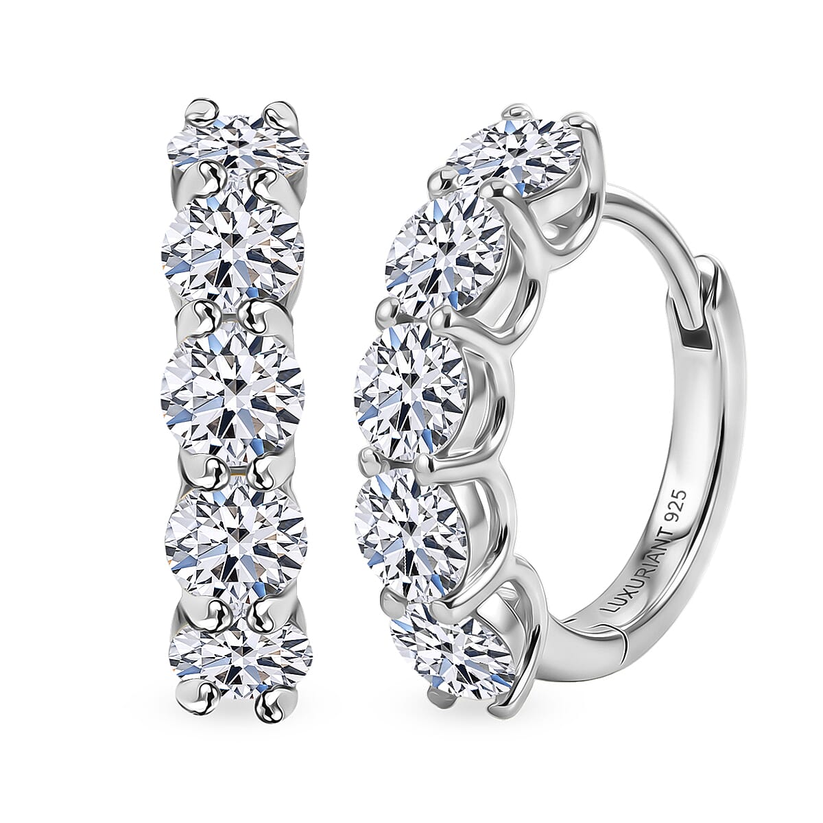 Luxuriant - Lab Grown Diamond (SI-G-H) Hoop Earring in Rhodium Overlay Sterling Silver 3.25 Ct.