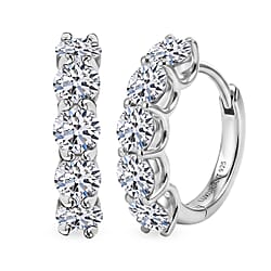 Luxuriant - Lab Grown Diamond (SI-G-H) Hoop Earring in Rhodium Overlay Sterling Silver 3.25 Ct.