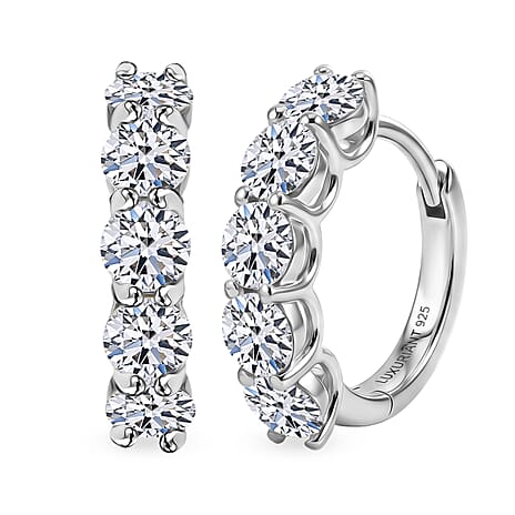 Luxuriant - Lab Grown Diamond (SI-G-H) Hoop Earring in Rhodium Overlay Sterling Silver 3.25 Ct.