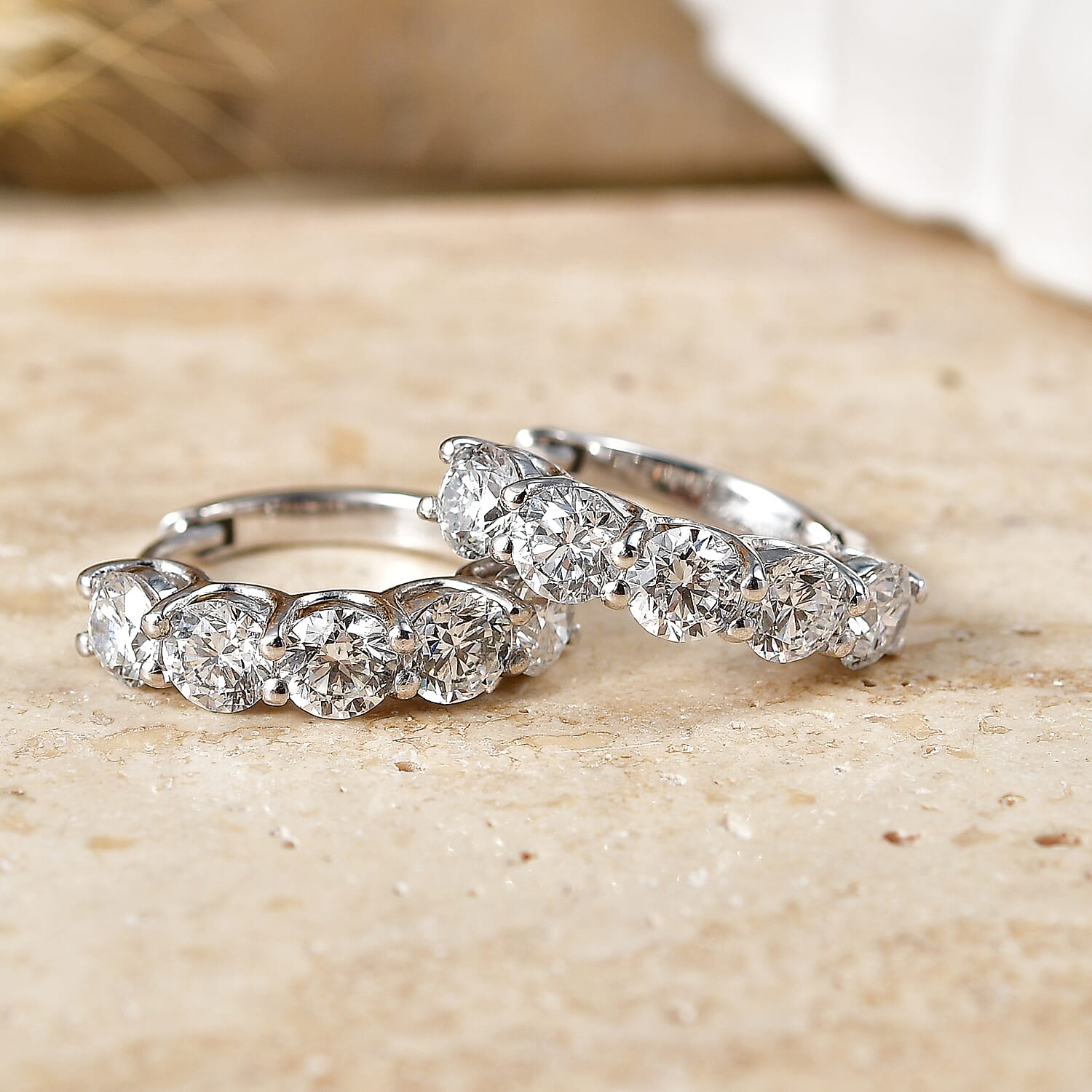 Luxuriant - Lab Grown Diamond (SI-G-H) Hoop Earring in Rhodium Overlay Sterling Silver 3.25 Ct.