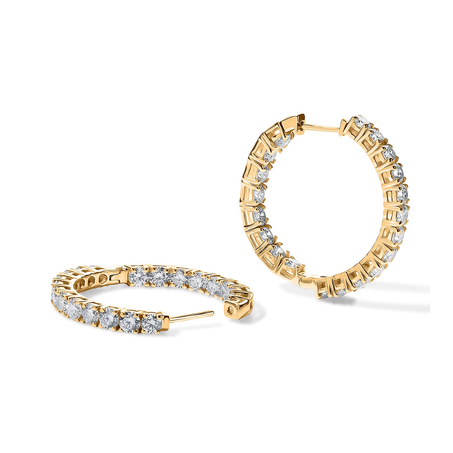 Luxuriant - Lab Grown Diamond (SI-G-H) Hoop Earring in 18K Vermeil Yellow Gold Plated Sterling Silver 5.00 Ct.
