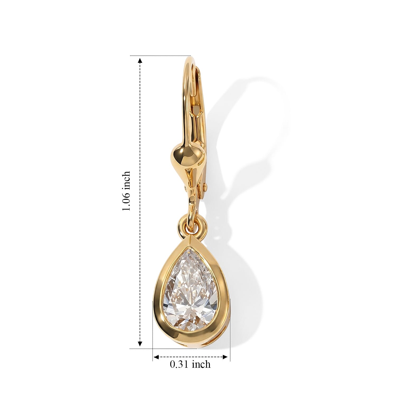 Luxuriant - Lab Grown Diamond (SI-G-H) Solitaire Lever Back Earring in 18K Vermeil Yellow Gold Plated Sterling Silver 2.00 Ct.