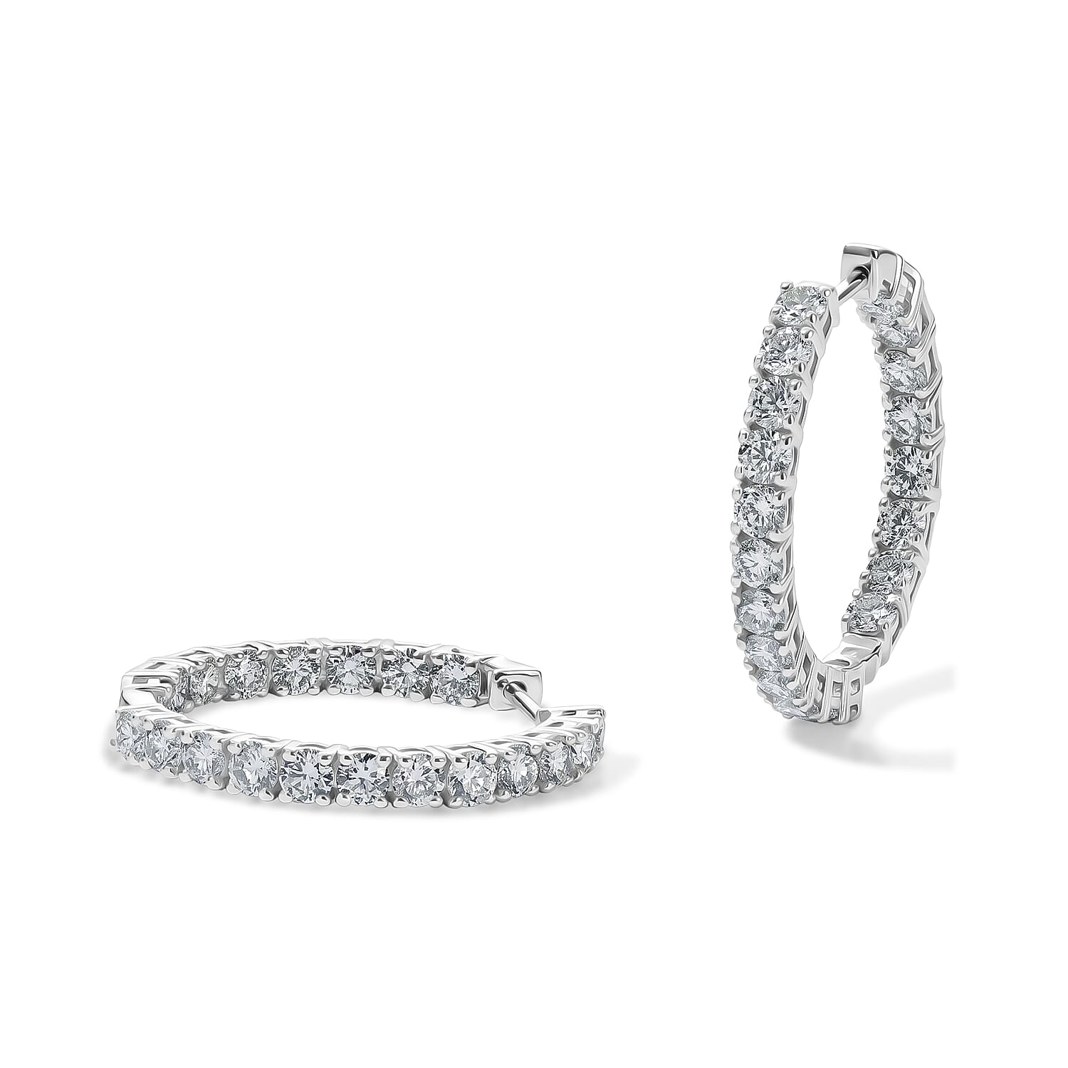 Luxuriant - Lab Grown Diamond (SI-G-H) Hoop Earring in Rhodium Overlay Sterling Silver 5.00 Ct.