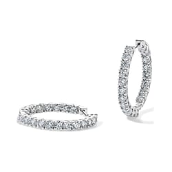 Luxuriant - Lab Grown Diamond (SI-G-H) Hoop Earring in Rhodium Overlay Sterling Silver 5.00 Ct.