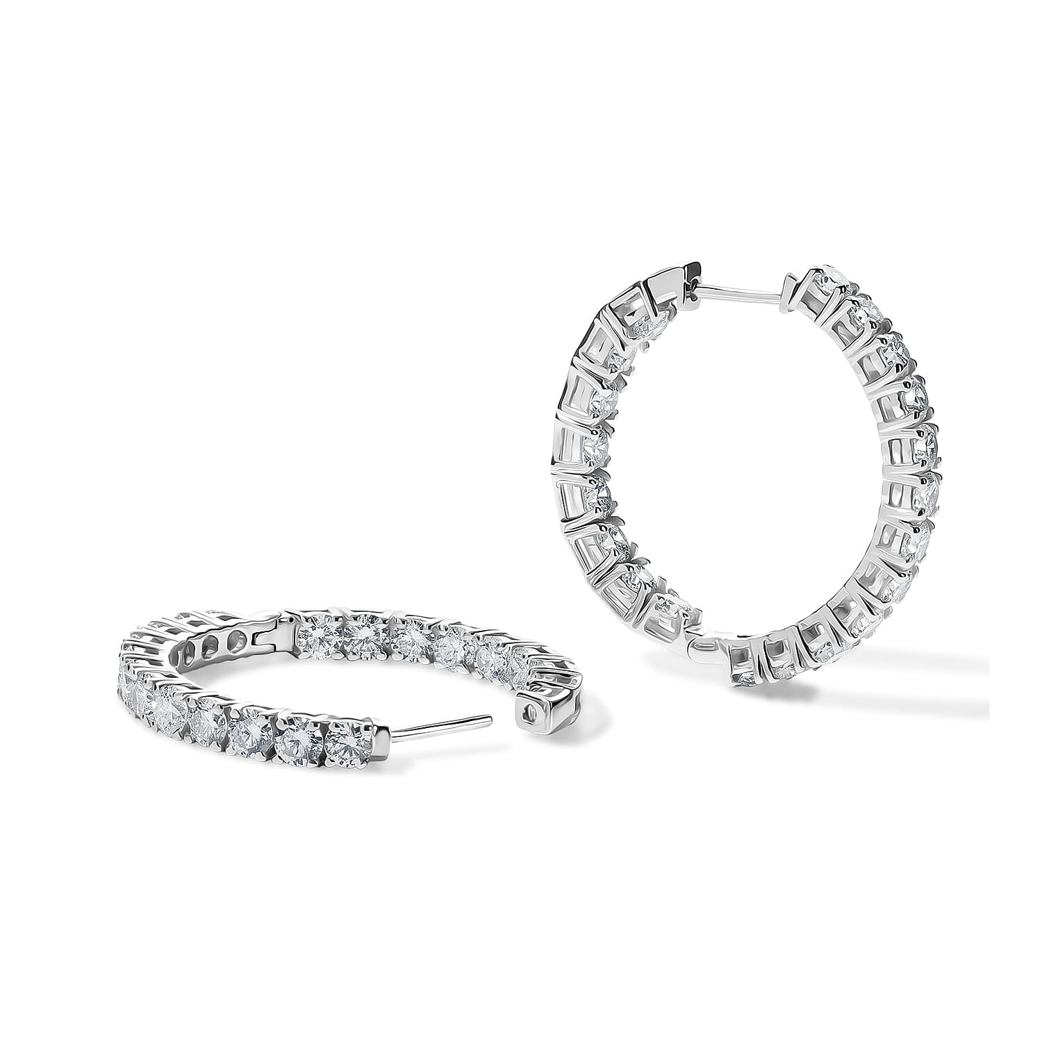 Luxuriant - Lab Grown Diamond (SI-G-H) Hoop Earring in Rhodium Overlay Sterling Silver 5.00 Ct.