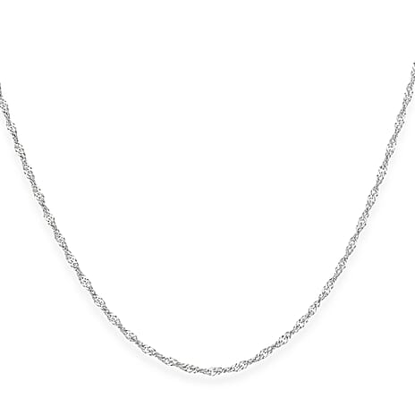 9K White Gold Twist Curb Chain (Size - 18) with Spring Ring Clasp