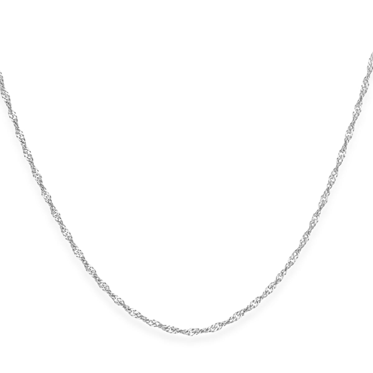 9K White Gold Twist Curb Chain (Size - 18) with Spring Ring Clasp