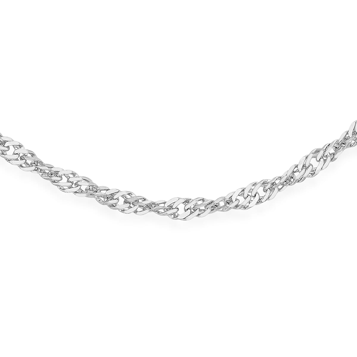 9K White Gold Twist Curb Chain (Size - 18) with Spring Ring Clasp