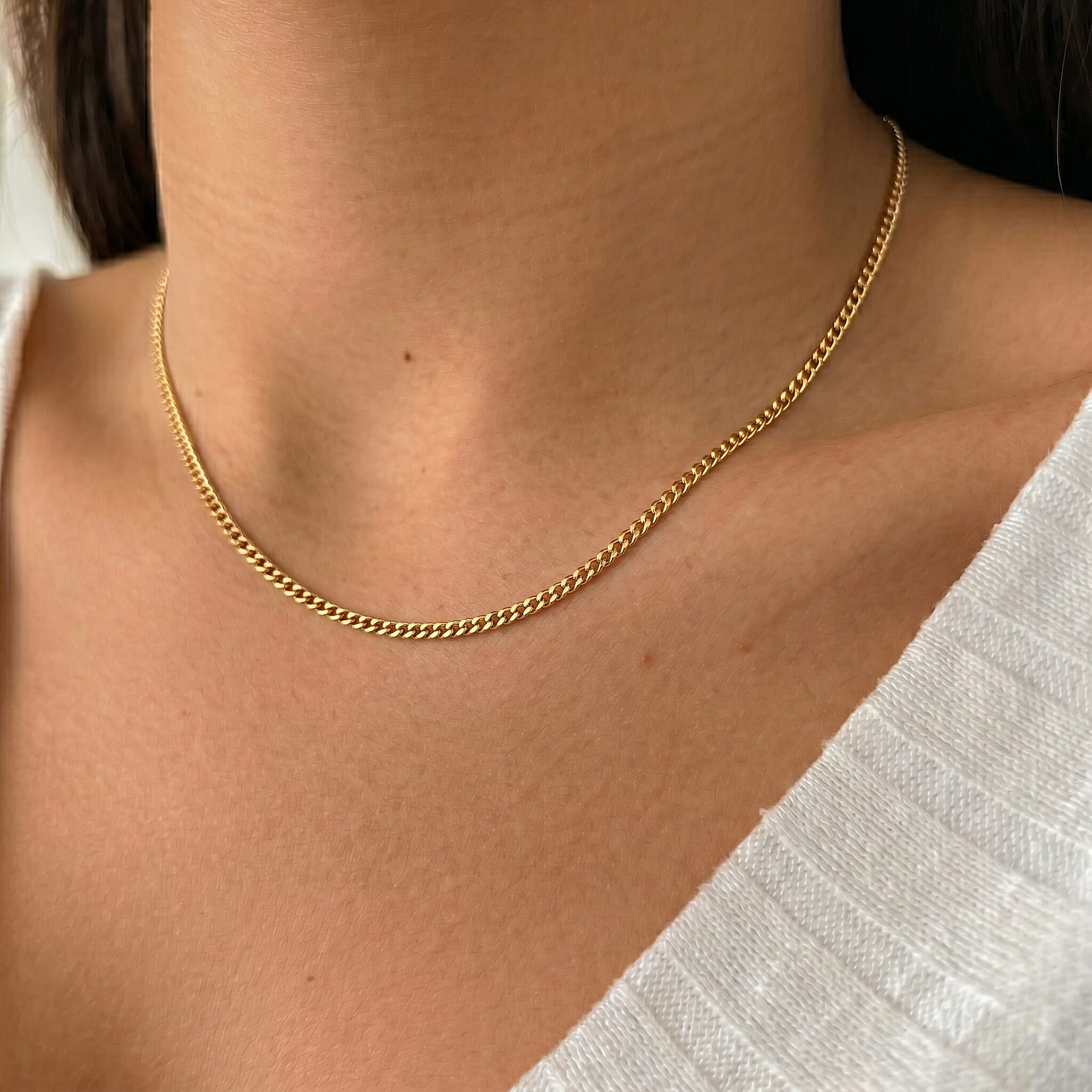 9K Yellow Gold Curb Chain with Spring Ring Clasp