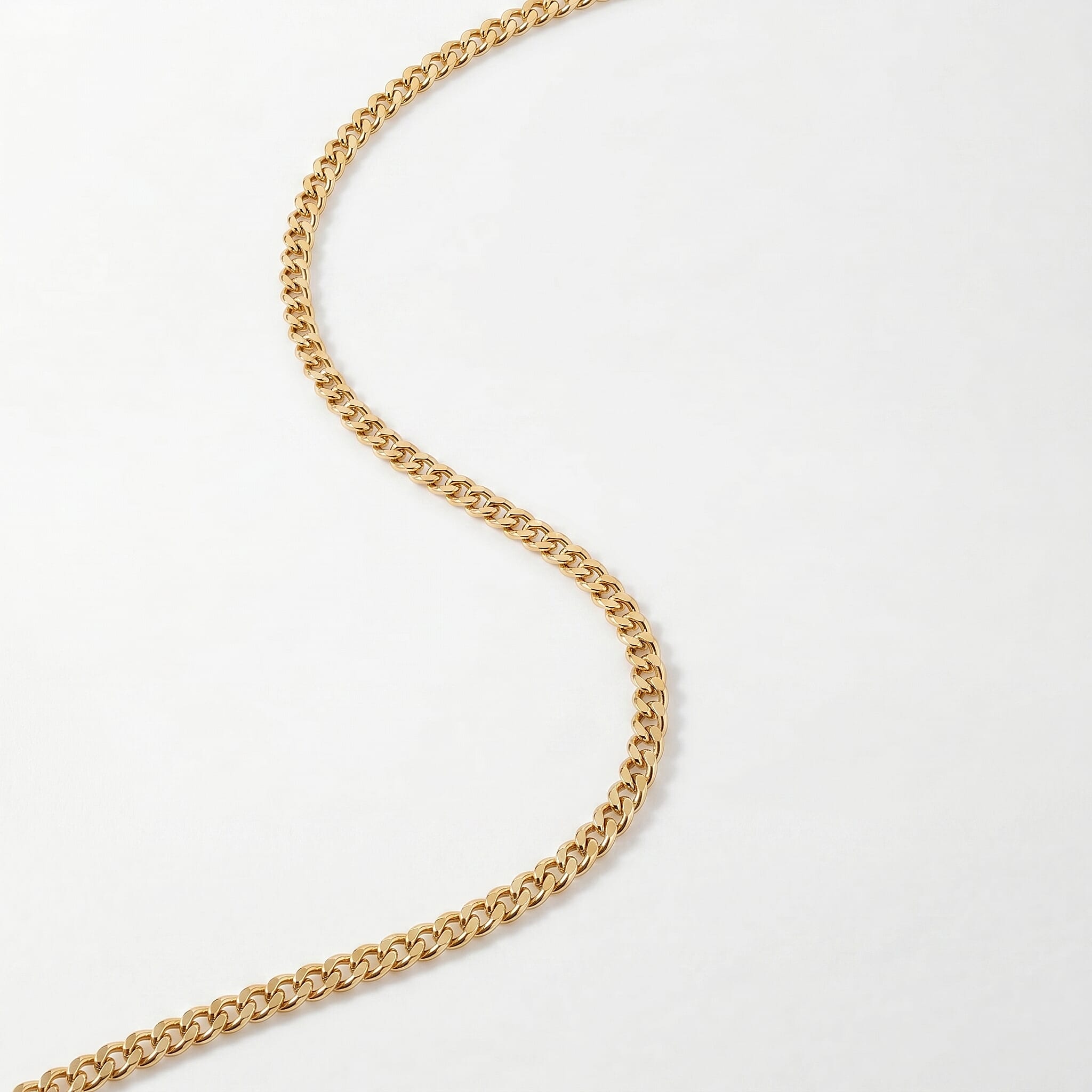 9K Yellow Gold Hollow Curb Chain (Size - 24) with Spring Ring Clasp