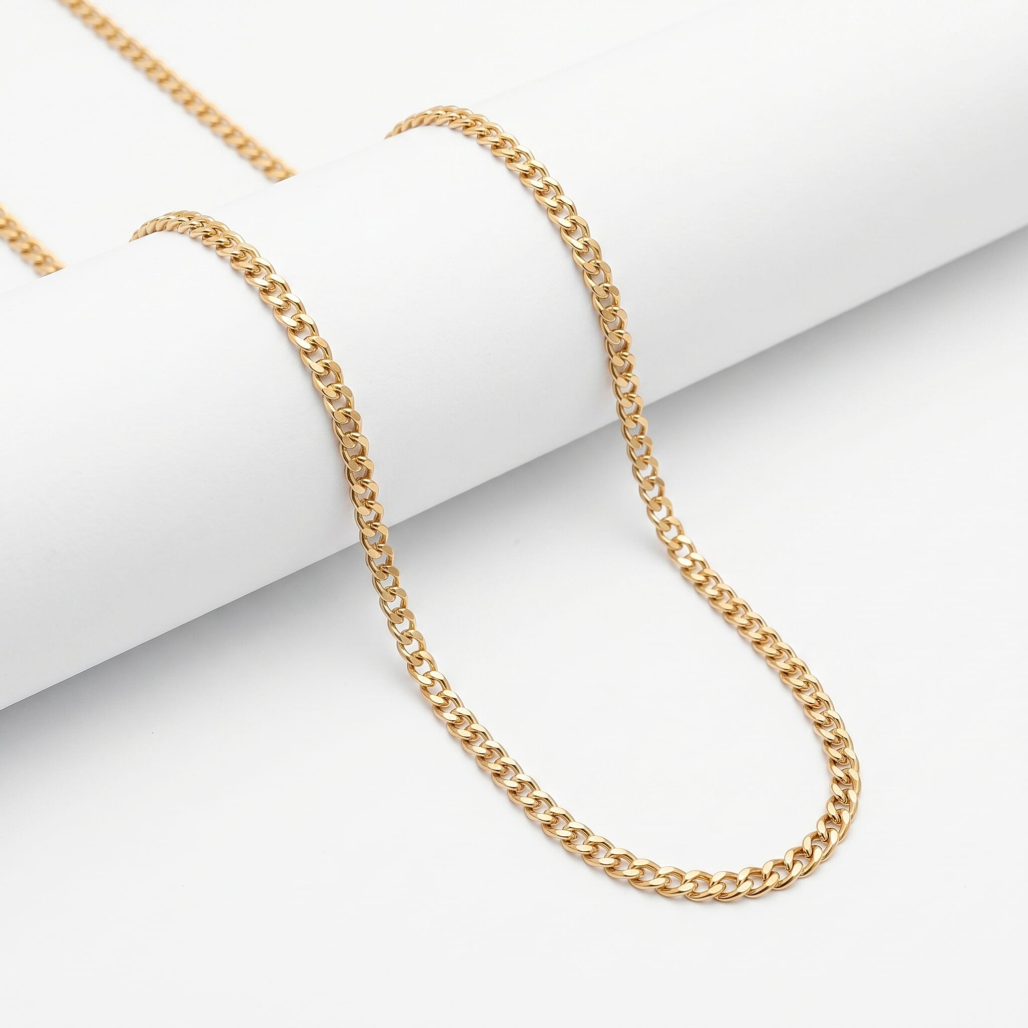 9K Yellow Gold Hollow Curb Chain (Size - 24) with Spring Ring Clasp