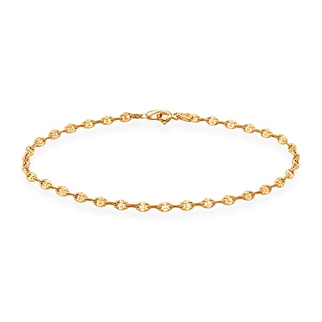 9K Yellow Gold 2.7MM Rambo Chain Anklet with Spring Ring Clasp 9 Inch