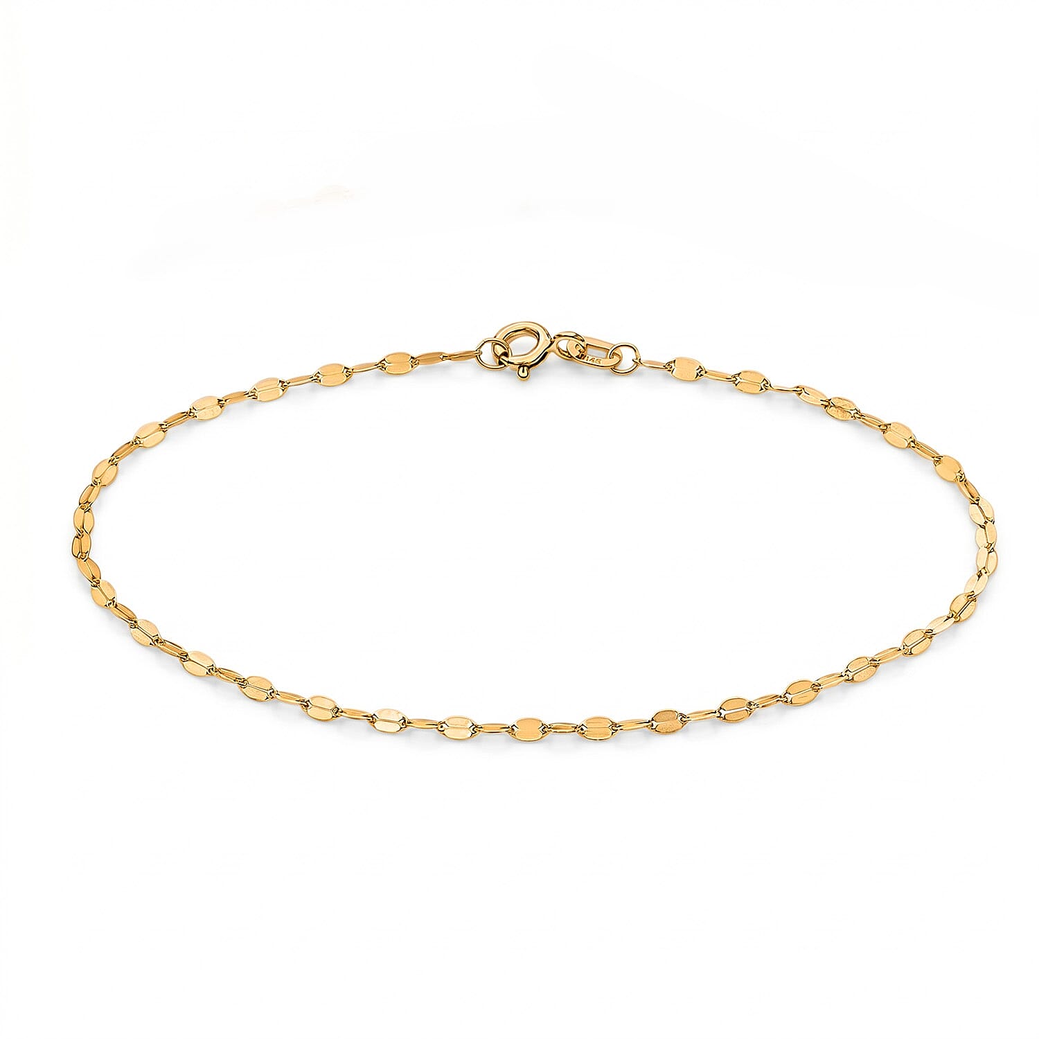 9K Yellow Gold Adjustable Bracelet (Size - 6.5-7.5) with Spring Ring Clasp
