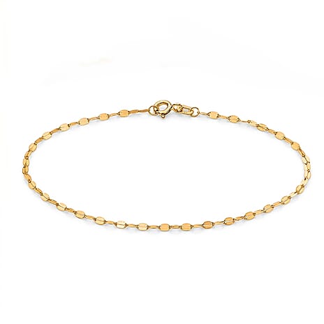 9K Yellow Gold Adjustable Bracelet (Size - 6.5-7.5) with Spring Ring Clasp