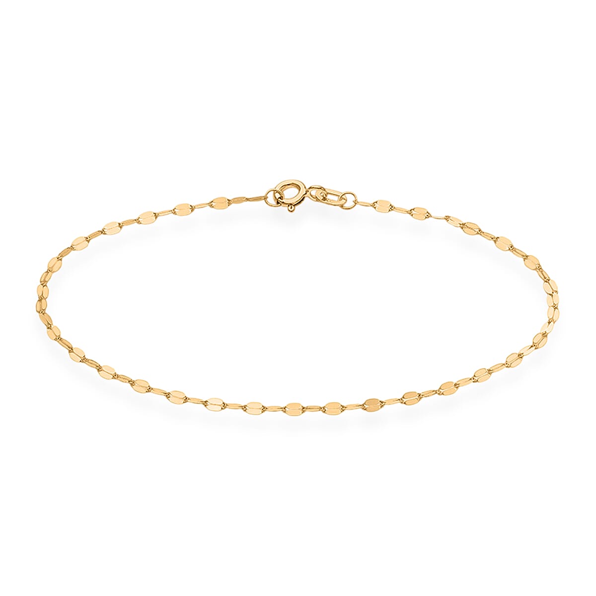 9K Yellow Gold Adjustable Bracelet (Size - 6.5-7.5) with Spring Ring Clasp
