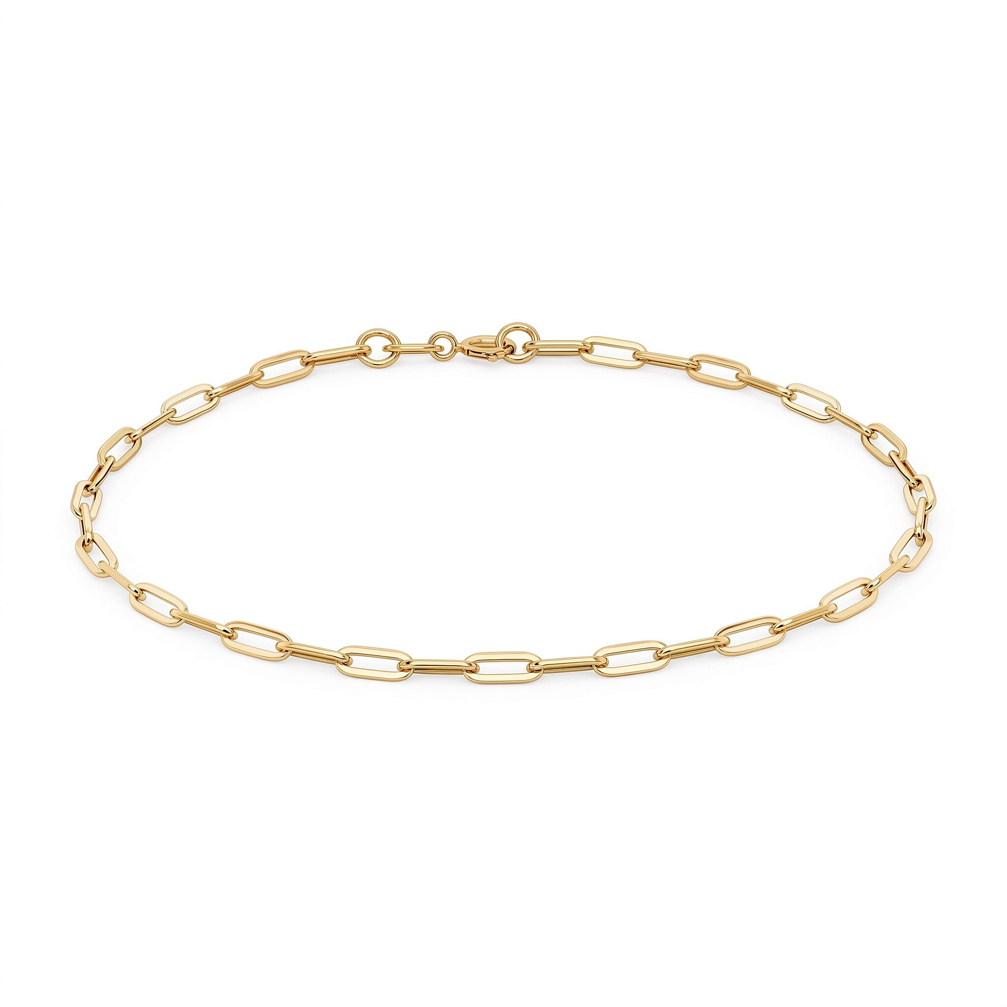 9K Yellow Gold Chain Bracelet (Size - 7.25) with Spring Ring Clasp