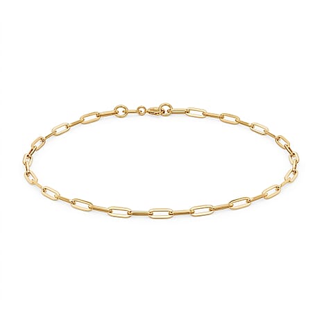 9K Yellow Gold Chain Bracelet (Size - 7.25) with Spring Ring Clasp