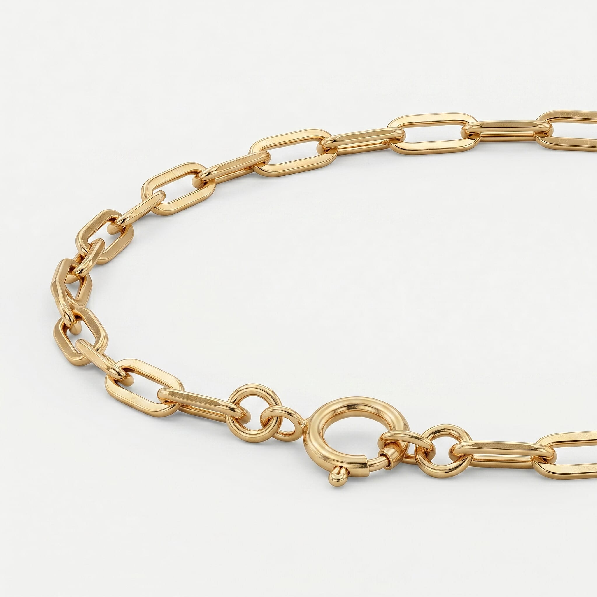 9K Yellow Gold Chain Bracelet (Size - 7.25) with Spring Ring Clasp