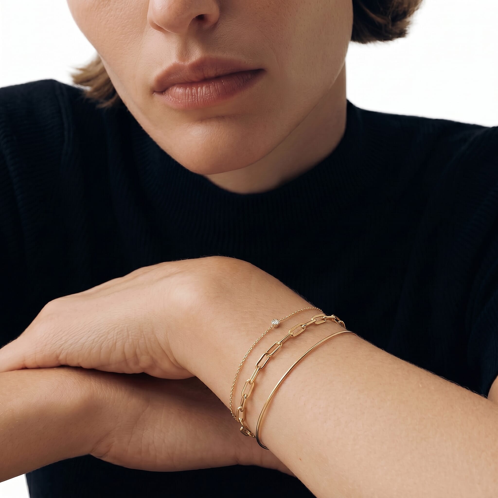9K Yellow Gold Chain Bracelet (Size - 7.25) with Spring Ring Clasp